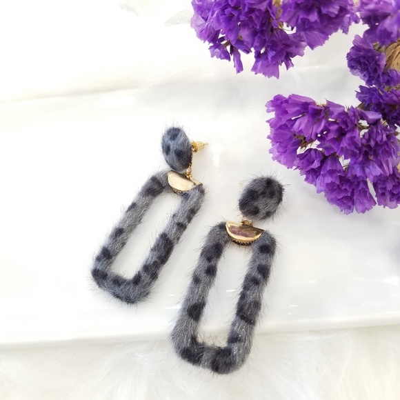 Jewelry - Gray faux fur leapord earrings Jewelry - Gray faux fur leapord earrings